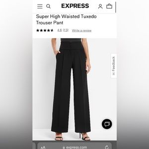 EXPRESS black super high waist tuxedo trouser pants